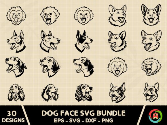 Dog Face Svg Bundle for Embroidery Projects