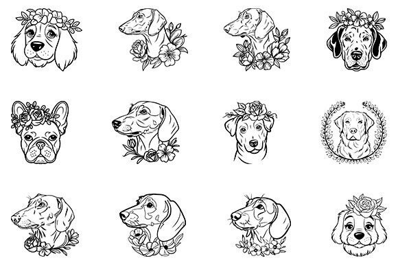Floral Dog SVG, Dog Floral Svg Bundle