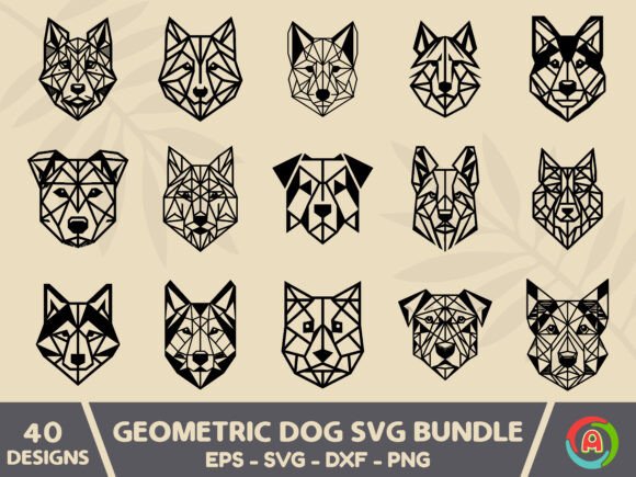 Geometric Dog Svg Bundle for Embroidery & Crafts