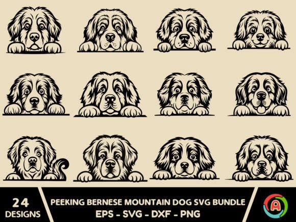 Peeking Bernese Mountain Dog Svg Bundle