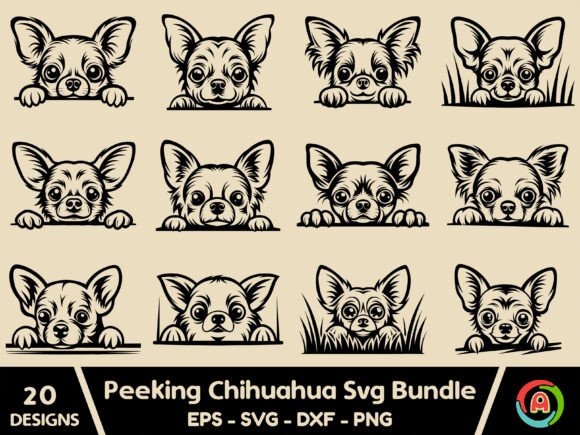 Peeking Chihuahua Dog Svg Bundle