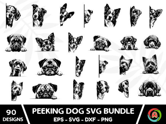 Peeking Dog SVG Bundle for Embroidery