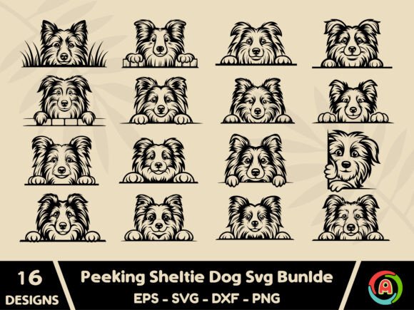 Peeking Sheltie Dog Svg Bundle