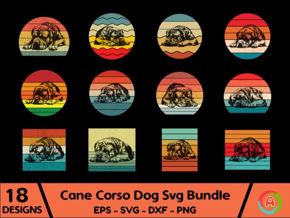 Vintage Retro Cane Corso Dog Svg Bundle